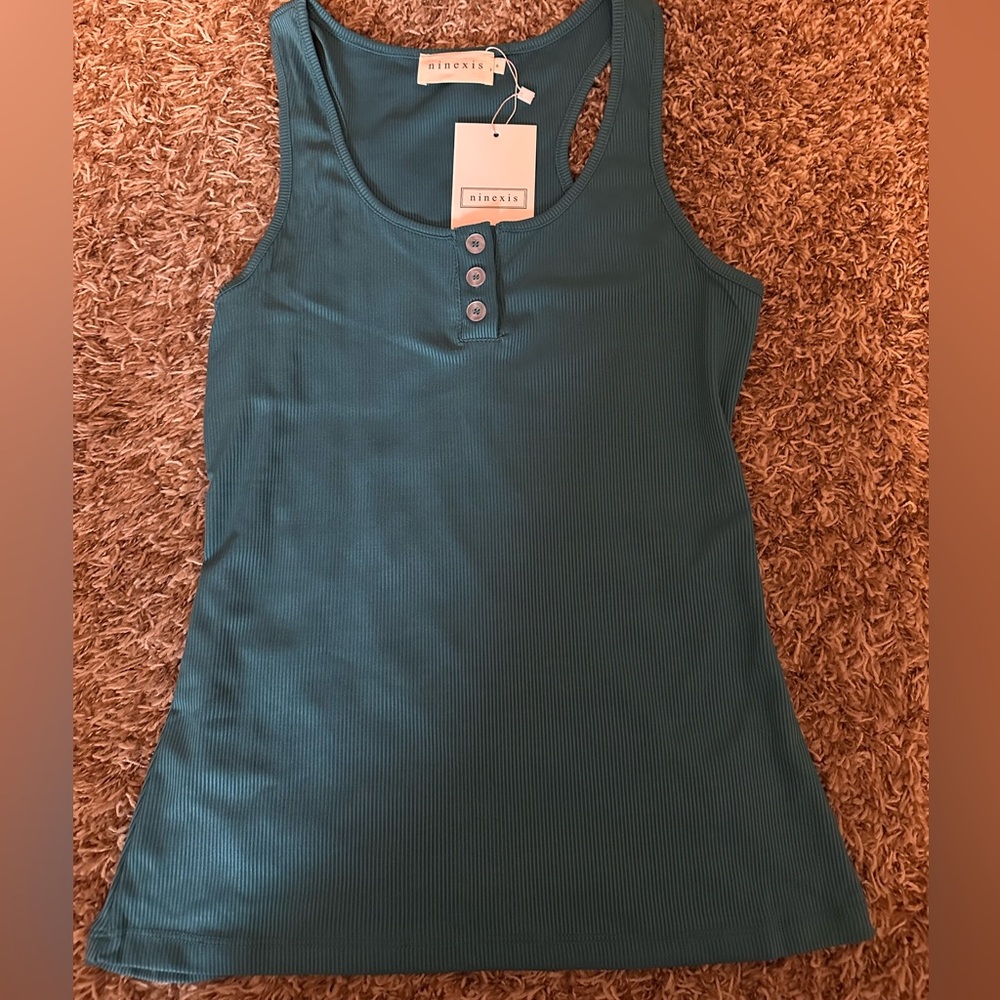 Button Tank Tops by Ninexis. NWT- Teal